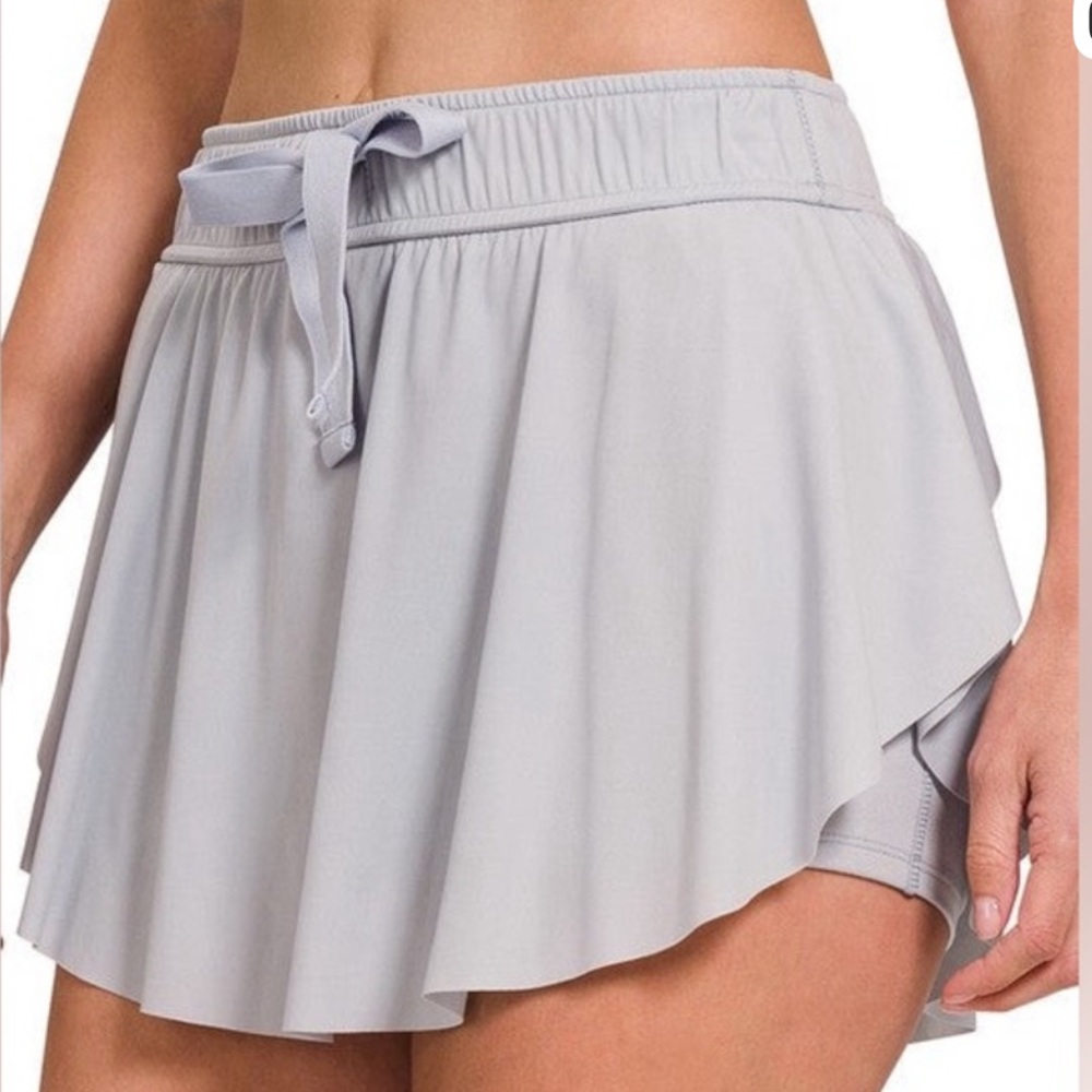 NEW Zenana Pickleball Skort Light Gray Athletic Skort
